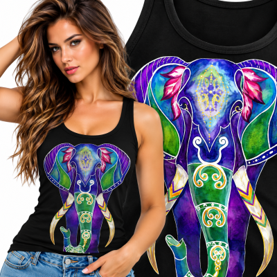 TANK TOP DAMSKI ZWIERZĘTA   SŁOŃ 3